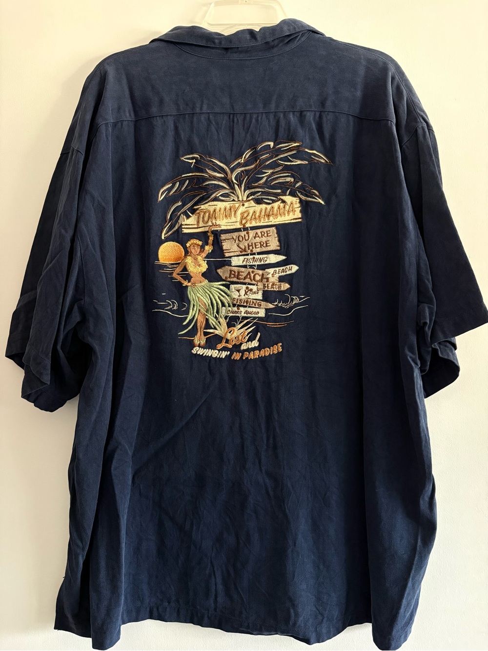 Tommy Bahama Navy XXL Short Sleeve Button-front silk Shirt